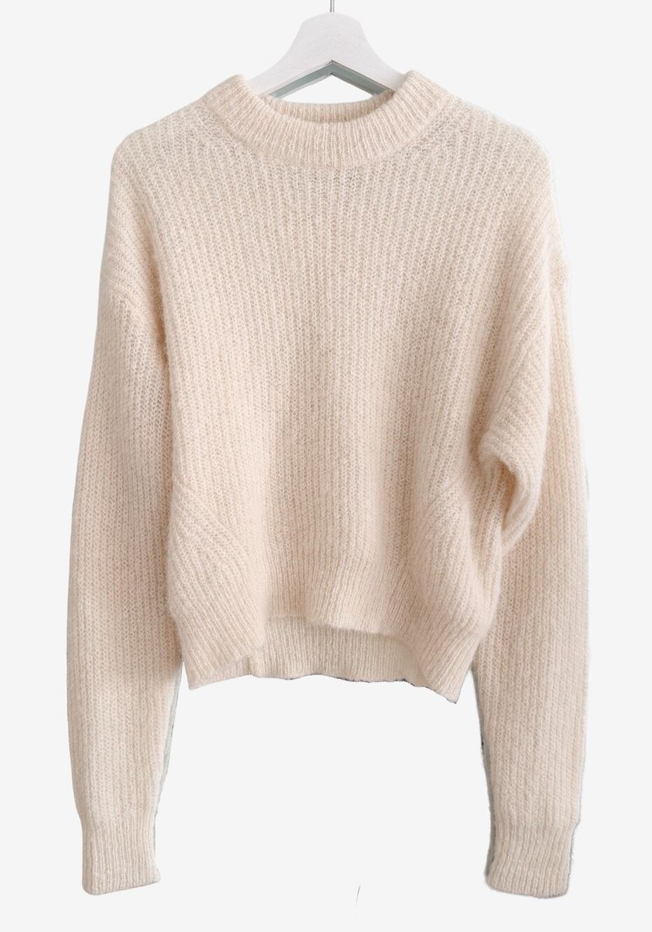 Reformation Ivory Alpaca Rib Knit Pullover Sweater Size XS Relaxed Boho Coastal